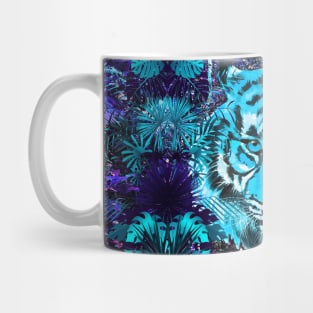 Blue Vintage Tiger - Retro Tiger Jungle Mug